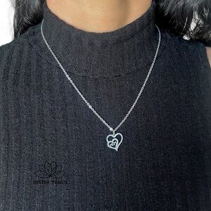 Mom Double Heart Stainless Steel Necklace | Handmade